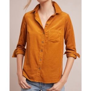 Anthropologie Building 18 Rust Corduroy Shirt